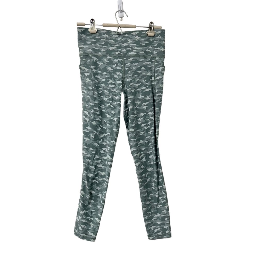 Athleta Womens Green Camo 7/8 Salutation Stash Pocket Tight Leggings Size Large